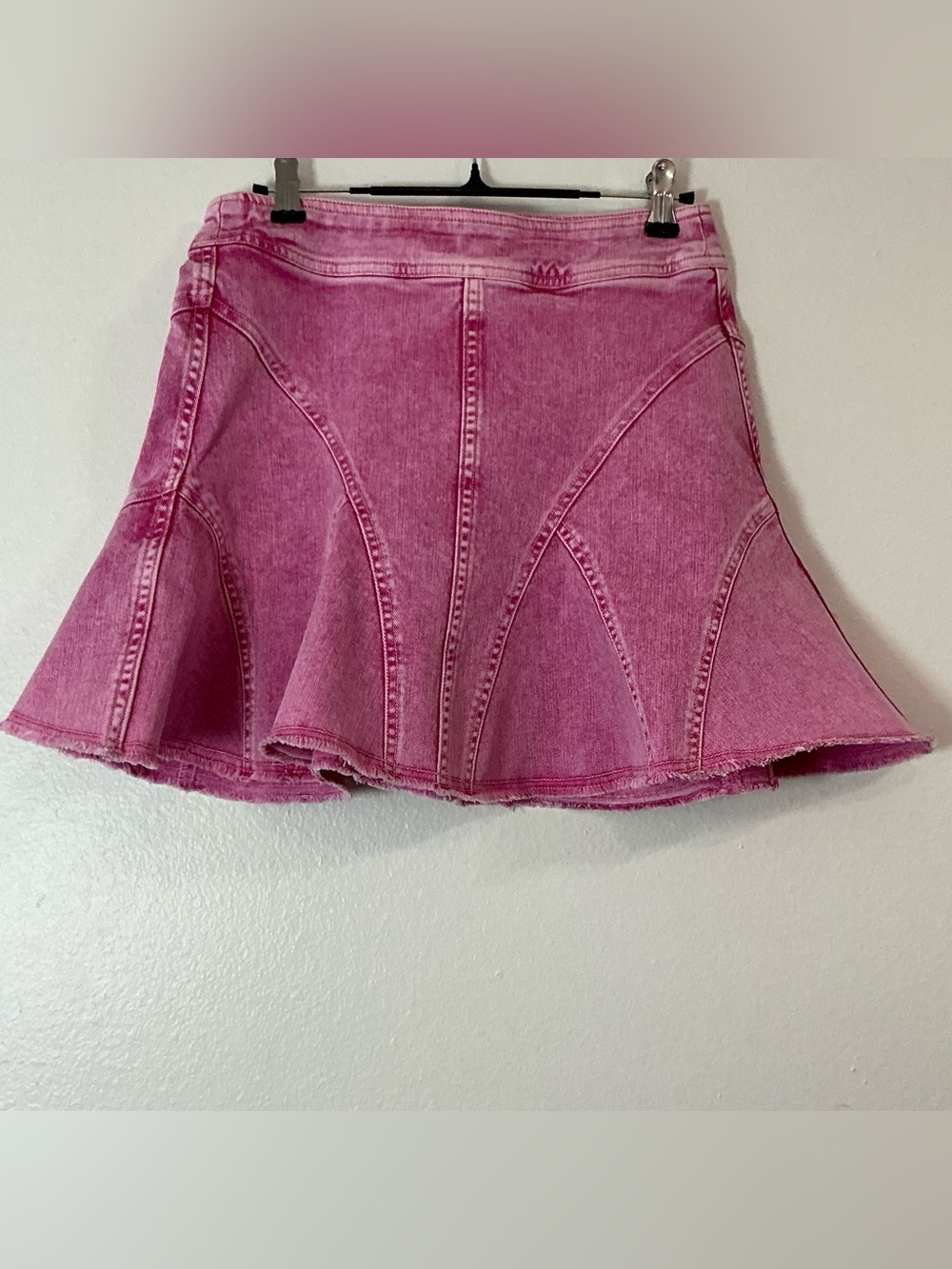 Pilcro Anthropologie Pink Denim Skater Mini Skirt Y2K A-Line Vintage Size 0 - Picture 2 of 11
